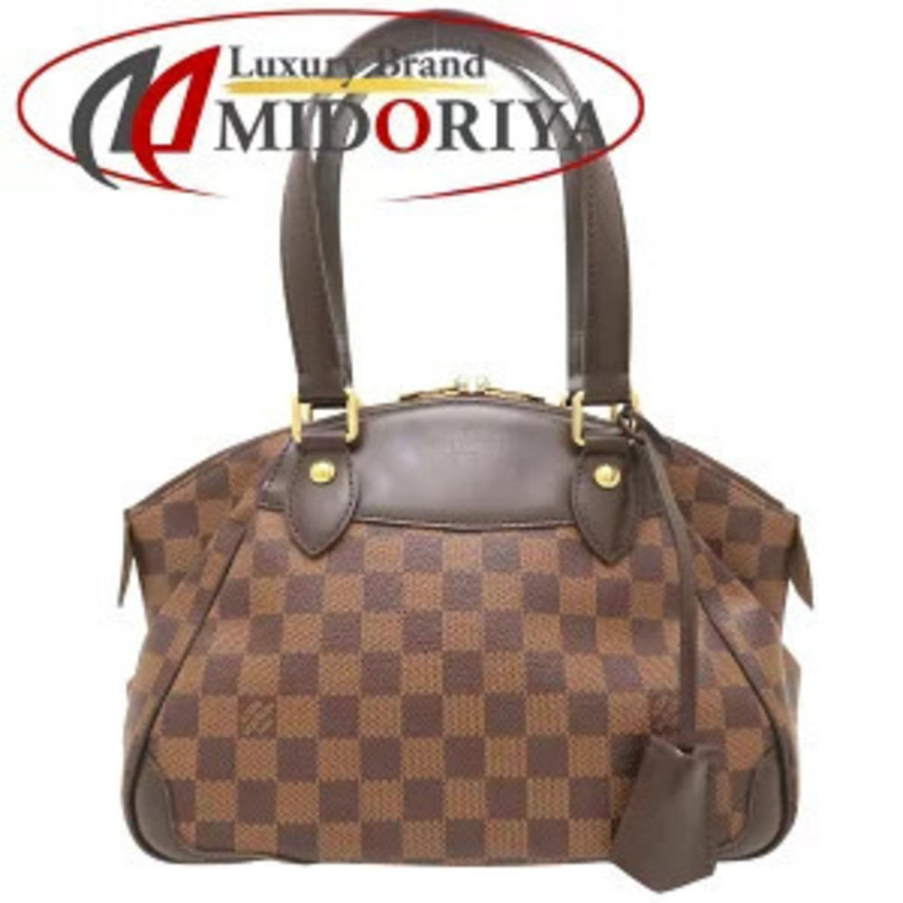 Louis Vuitton Damier Verona Top Handle Bag Canvas Leather Ebene Brown